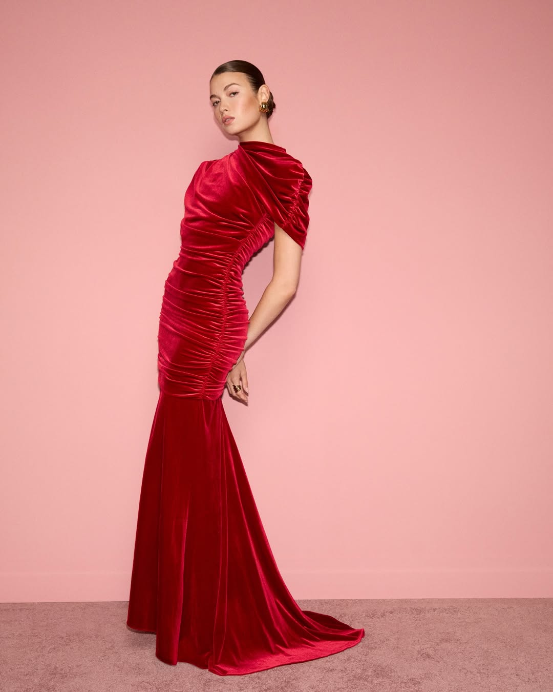 Burgundy and Merlot Satin Evening Gowns look from Amanda Uprichard on Instagram