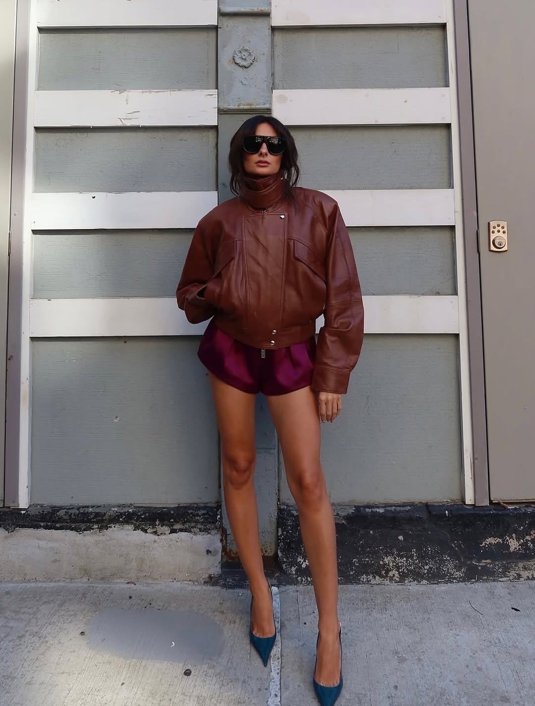Chocolate Brown Suede & Leather Outerwear look from Retrofete on Instagram