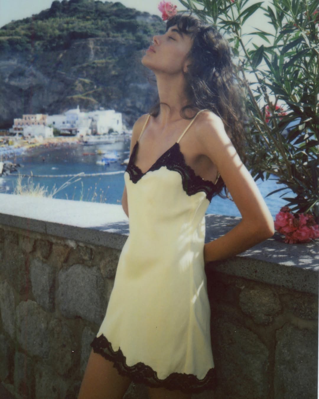 Sheer Lace-Trimmed Satin Slip Dresses look from With Jean on Instagram